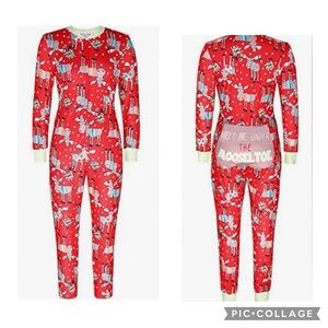 Moose Holiday Back PJ’s “Meet Me Under The Mooseltoe” Onsie Pajama  Red